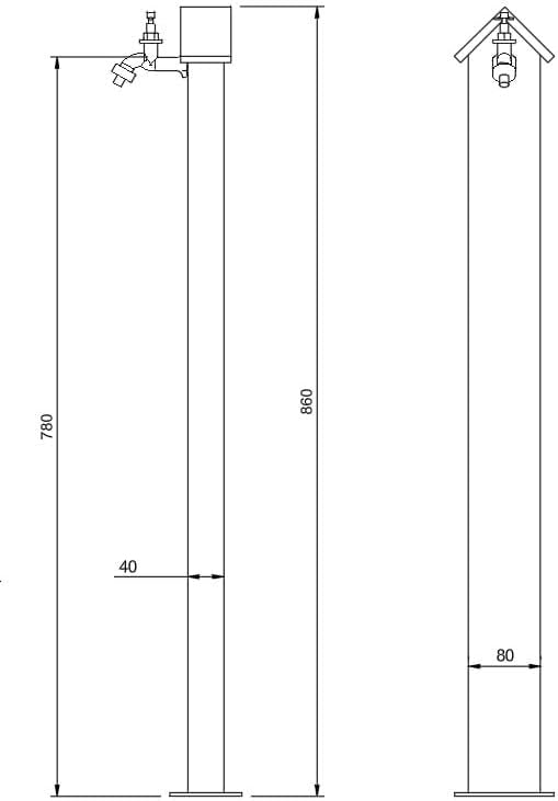 Schema tecnico Fontana Aida con ingombri.